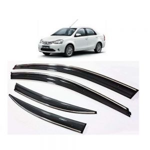 rain window door visor wind deflectors and sunshield protectors For Etios - black